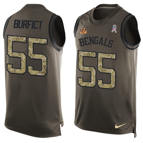Nike Bengals #55 Vontaze Burfict Green Men's Stitched NFL Limited Salute To Service Tank Top Jersey